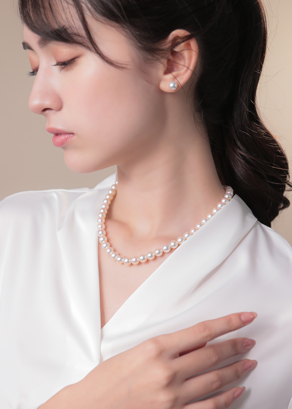 Natural 8-9mm South Sea White Baroque Pearl Necklace 18" With Earring Jewelry Set