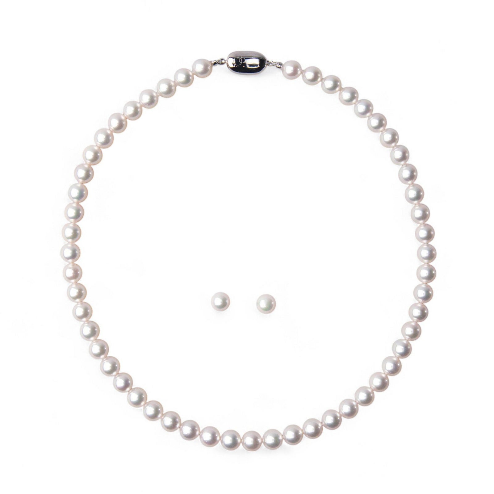 花珠真珠 ネックレス 2点セット 7.5-8.0mm ≪グッドクオリティ花珠≫ AAA 花珠鑑別書付 パールネックレス パールピアス イヤリング [n2]（卸直販 還元価格）（アコヤ真珠 真珠ネックレス 高品質 本真珠）