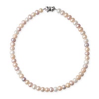 淡水真珠 パールネックレス マルチカラー系(ナチュラル) 7.5-8.0mm A～BB～C セミラウンド～セミポテト バラクラスプ (silver) [n2][人気 ロングセラー]（本真珠 ネックレス）（フォーマル パーティ 入学式）