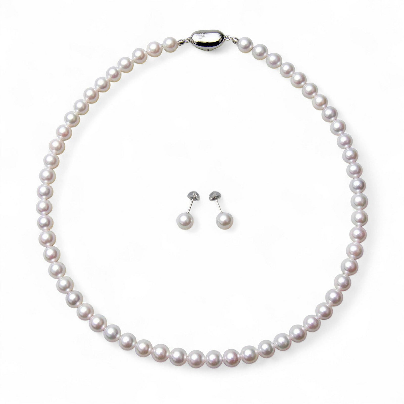 雑誌掲載◇《隣と差がつく》 あこや真珠 パールネックレス＆ピアス 2点セット 7.0-7.5mm  BBB～C  真珠ピアス イヤリング [n2][人気 ロングセラー]（真珠ネックレス パール アコヤ本真珠）（冠婚葬祭 フォーマル 入学式 卒業式 成人式）