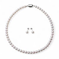 雑誌掲載◇《隣と差がつく》 あこや真珠 パールネックレス＆ピアス 2点セット 7.0-7.5mm  BBB～C  真珠ピアス イヤリング [n2][人気 ロングセラー]（真珠ネックレス パール アコヤ本真珠）（冠婚葬祭 フォーマル 入学式 卒業式 成人式）
