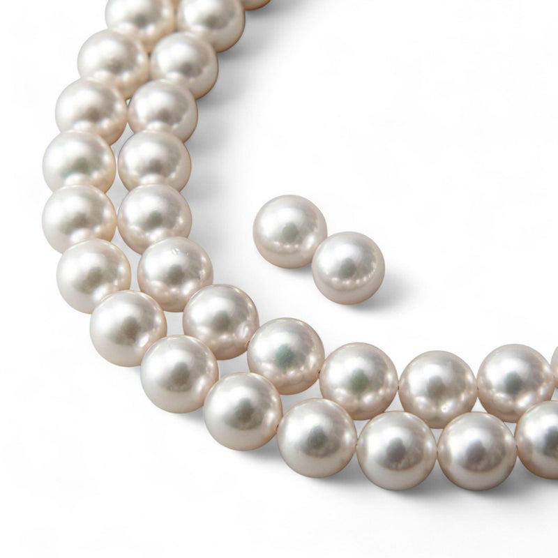 雑誌掲載◇《隣と差がつく》 あこや真珠 パールネックレス＆ピアス 2点セット 7.0-7.5mm  BBB～C  真珠ピアス イヤリング [n2][人気 ロングセラー]（真珠ネックレス パール アコヤ本真珠）（冠婚葬祭 フォーマル 入学式 卒業式 成人式）