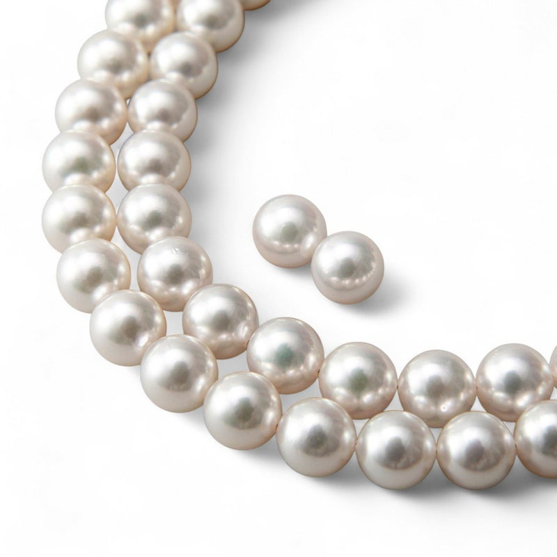 《隣と差がつく》 あこや真珠 パールネックレス＆ピアス 2点セット 7.5-8.0mm BBB～C  真珠ピアス イヤリング [n2][人気 ロングセラー]（真珠ネックレス パール アコヤ本真珠）（冠婚葬祭 フォーマル 入学式 卒業式 成人式）