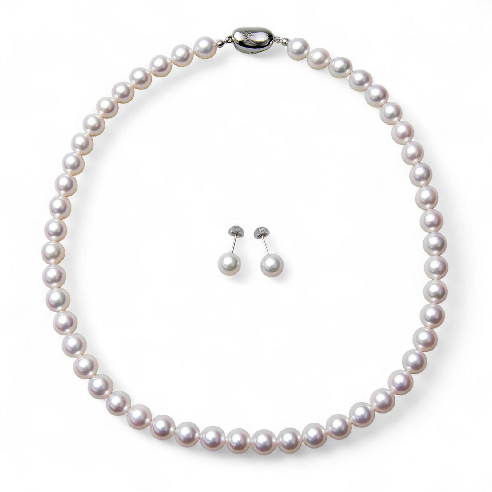 《隣と差がつく》 あこや真珠 パールネックレス＆ピアス 2点セット 8.0-8.5mm A～BBB～C  真珠ピアス イヤリング [n2][人気 ロングセラー]（真珠ネックレス パール アコヤ本真珠）（冠婚葬祭 フォーマル 入学式 卒業式 成人式）