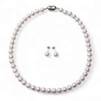 《隣と差がつく》 あこや真珠 パールネックレス＆ピアス 2点セット 8.0-8.5mm A～BBB～C  真珠ピアス イヤリング [n2][人気 ロングセラー]（真珠ネックレス パール アコヤ本真珠）（冠婚葬祭 フォーマル 入学式 卒業式 成人式）