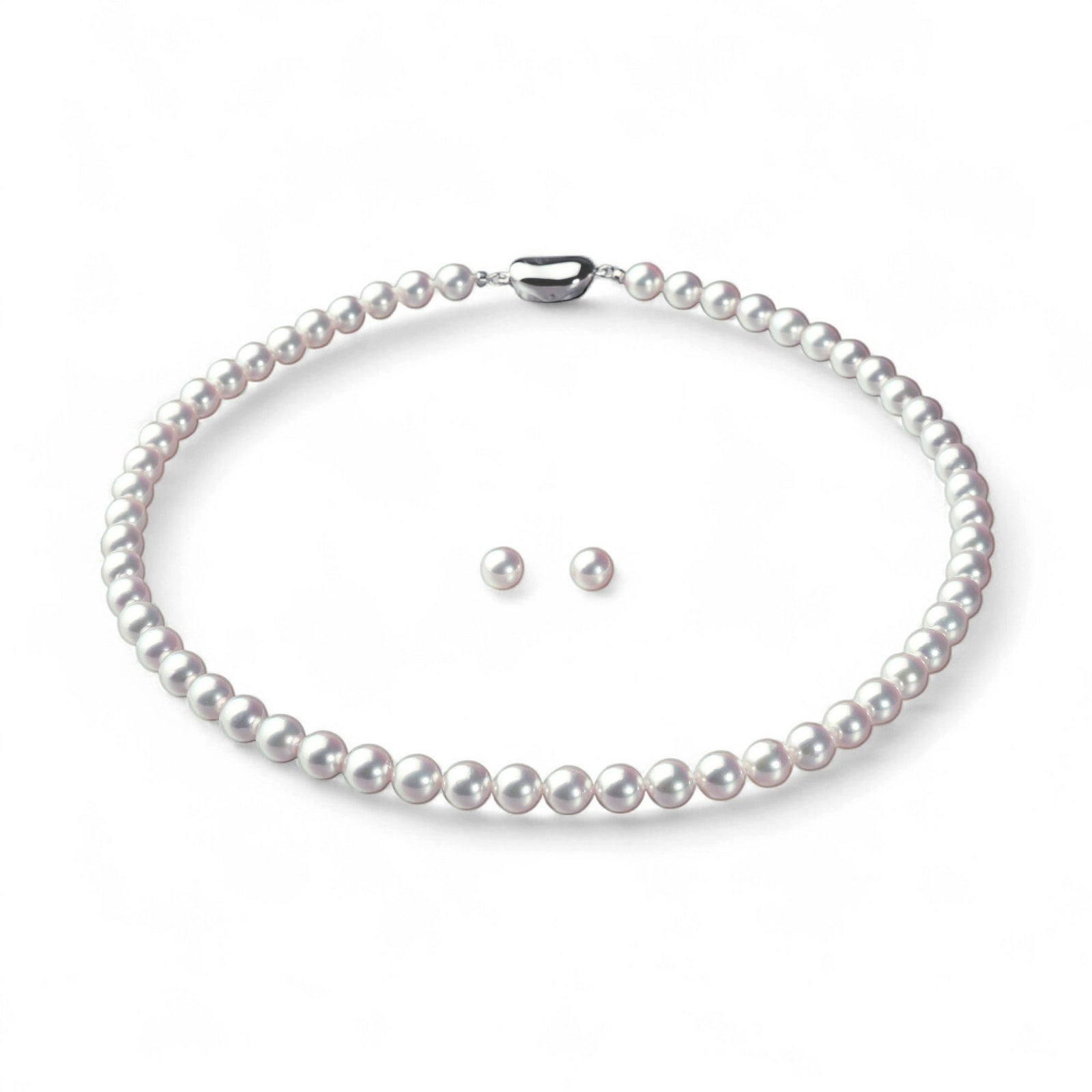 花珠真珠 ネックレス 2点セット 7.0-7.5mm ≪トップクオリティ花珠≫ 最高品質 AAA 花珠鑑別書付  パールネックレス パールピアス イヤリング [n5][80-4511]（真珠ネックレス アコヤ真珠 本真珠）（冠婚葬祭 フォーマル 入学式 卒業式 成人式 厄除け 結納 贈答）