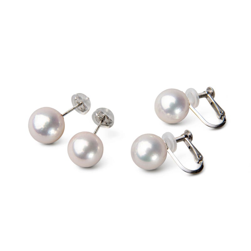 花珠真珠 ネックレス 2点セット 8.0-8.5mm ≪グッドクオリティ花珠≫ AAA 花珠鑑別書付 パールネックレス パールピアス イヤリング  [n4]（卸直販 還元価格）（真珠ネックレス アコヤ真珠 高品質 本真珠）