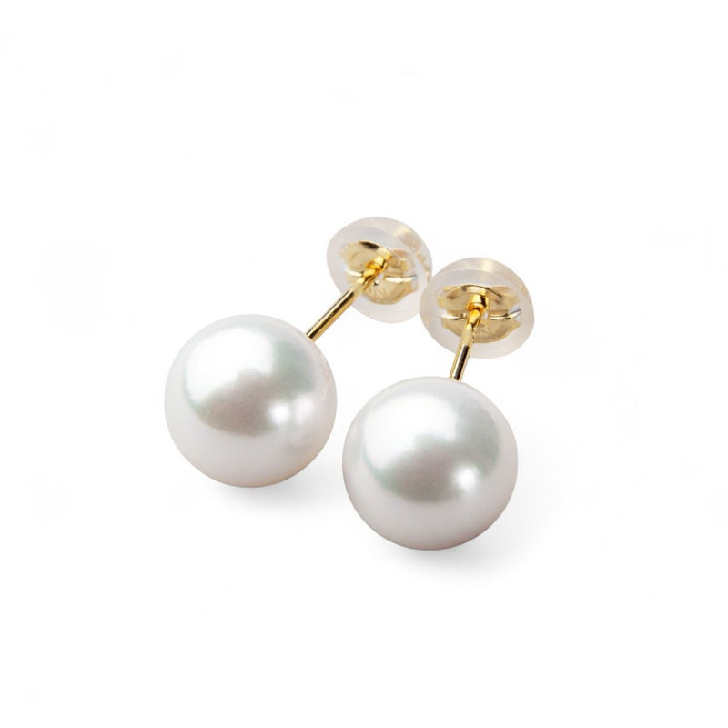 あこや本真珠 パールピアス ホワイト系 8.0-8.5mm AAB K18 ゴールド [n3]（真珠 ピアス スタッド）（冠婚葬祭 フォーマル 入学式 卒業式 成人式）