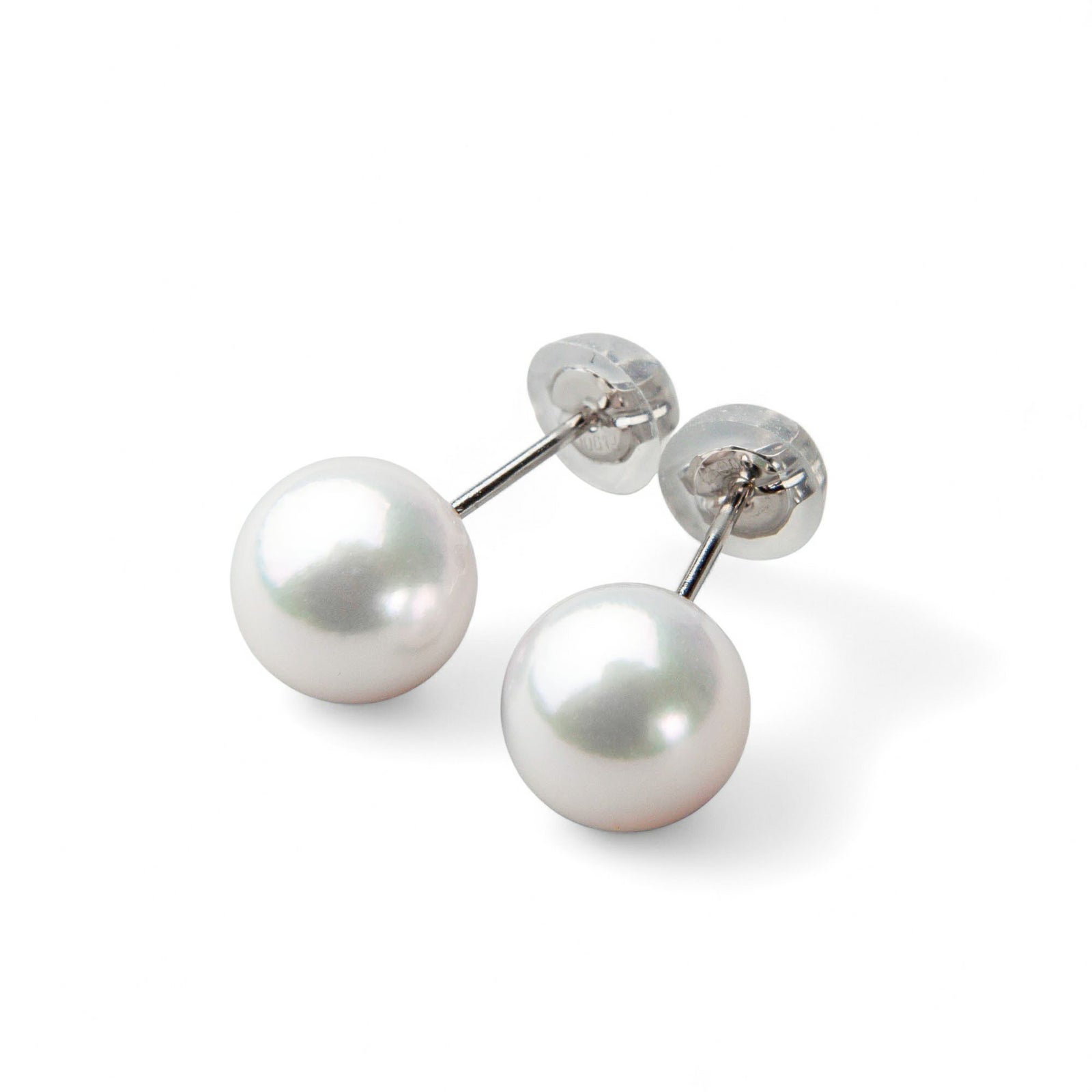 オーロラ花珠真珠 鑑別書付 パールピアス ホワイト系 7.5-8.0mm AAA Pt900 プラチナ [n4]（あこや真珠 ピアス スタッド）（冠婚葬祭 フォーマル 記念日 プレゼント）