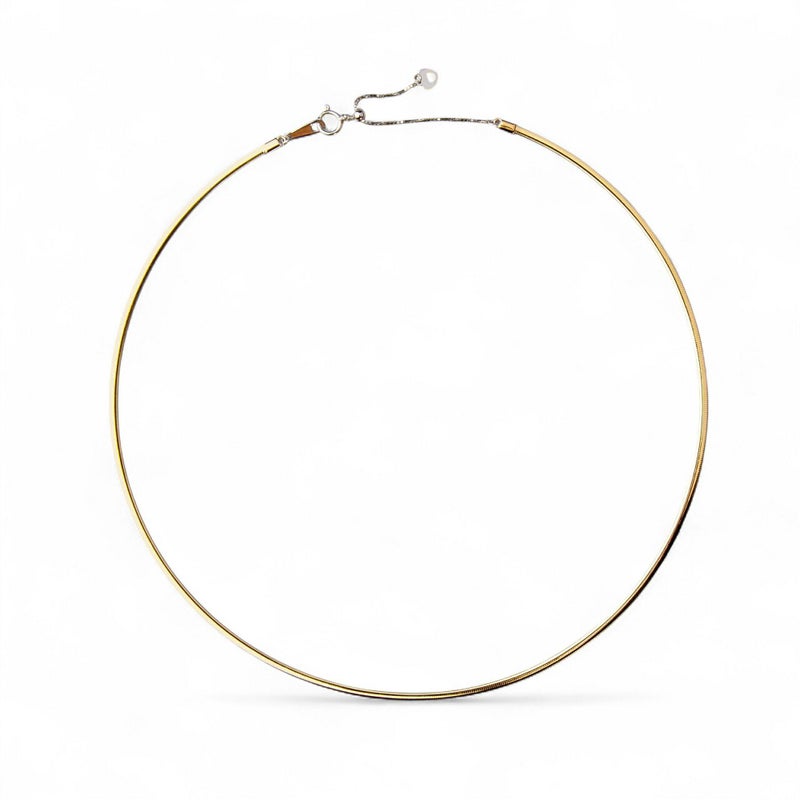 オメガネックレス K18YG/K18WG リバーシブル 形状記憶タイプ  太さ:1.8～2.0mm 長さ:43cm スライド式（38～43cmまで調節可）ゴールド [n5]（オメガチェーン 18金）