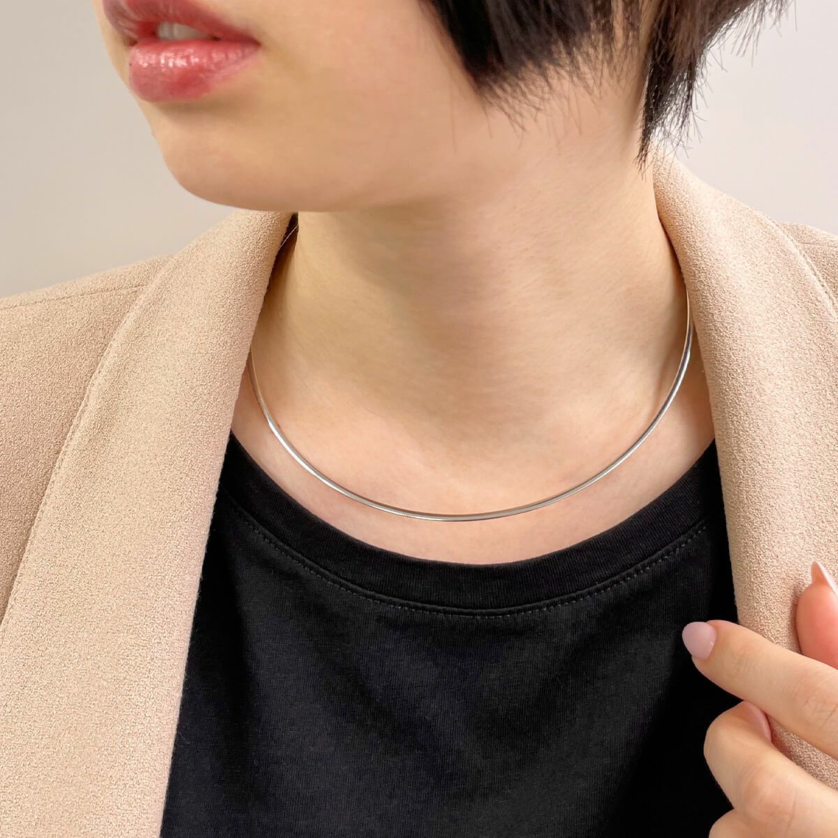 WEB限定】オメガネックレス 約2.0mm K18WG/YG(リバーシブル