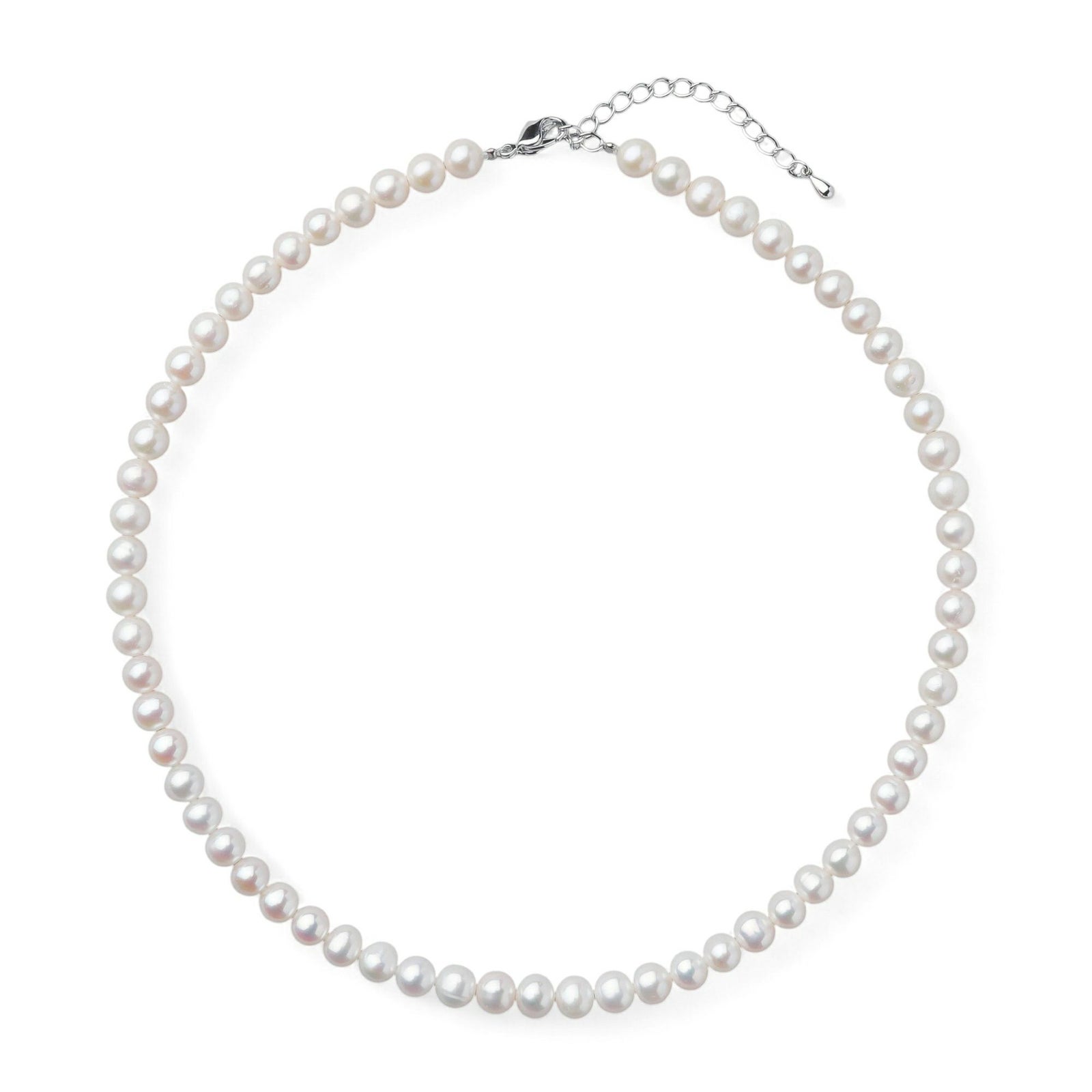 淡水真珠 パールネックレス ホワイト系 6.5-7.0mm BC ポテト バラクラスプ(silver) [n2][人気 ロングセラー] （本真珠 ネックレス）（冠婚葬祭 フォーマル 入学式 卒業式）