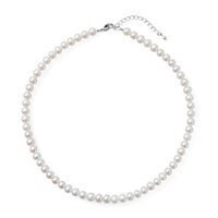 淡水真珠 パールネックレス ホワイト系 6.5-7.0mm BC ポテト バラクラスプ(silver) [n2][人気 ロングセラー] （本真珠 ネックレス）（冠婚葬祭 フォーマル 入学式 卒業式）