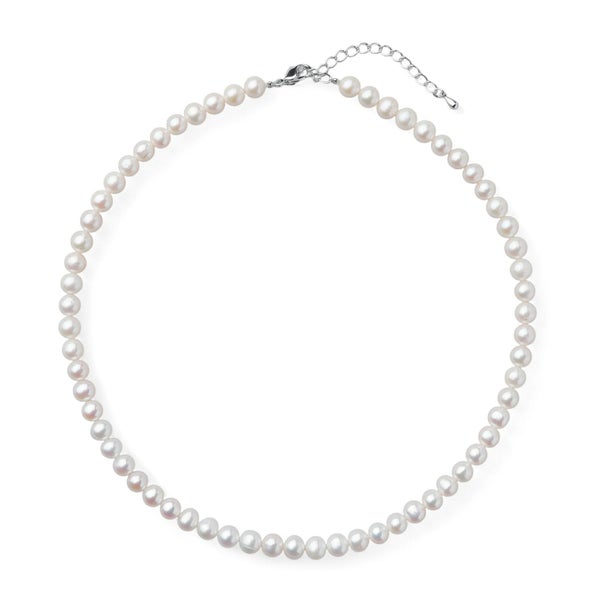 淡水真珠 パールネックレス ホワイト系 6.5-7.0mm BC ポテト バラクラスプ(silver) [n2][人気 ロングセラー] （本真珠 ネックレス）（冠婚葬祭 フォーマル 入学式 卒業式）