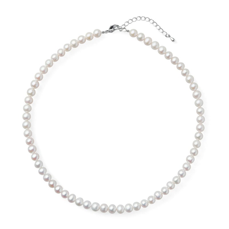 淡水真珠 パールネックレス ホワイト系 6.5-7.0mm BC ポテト バラクラスプ(silver) [n2][人気 ロングセラー] （本真珠 ネックレス）（冠婚葬祭 フォーマル 入学式 卒業式）
