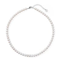 淡水真珠 パールネックレス ホワイト系 6.5-7.0mm BC ポテト バラクラスプ(silver) [n2][人気 ロングセラー] （本真珠 ネックレス）（冠婚葬祭 フォーマル 入学式 卒業式）