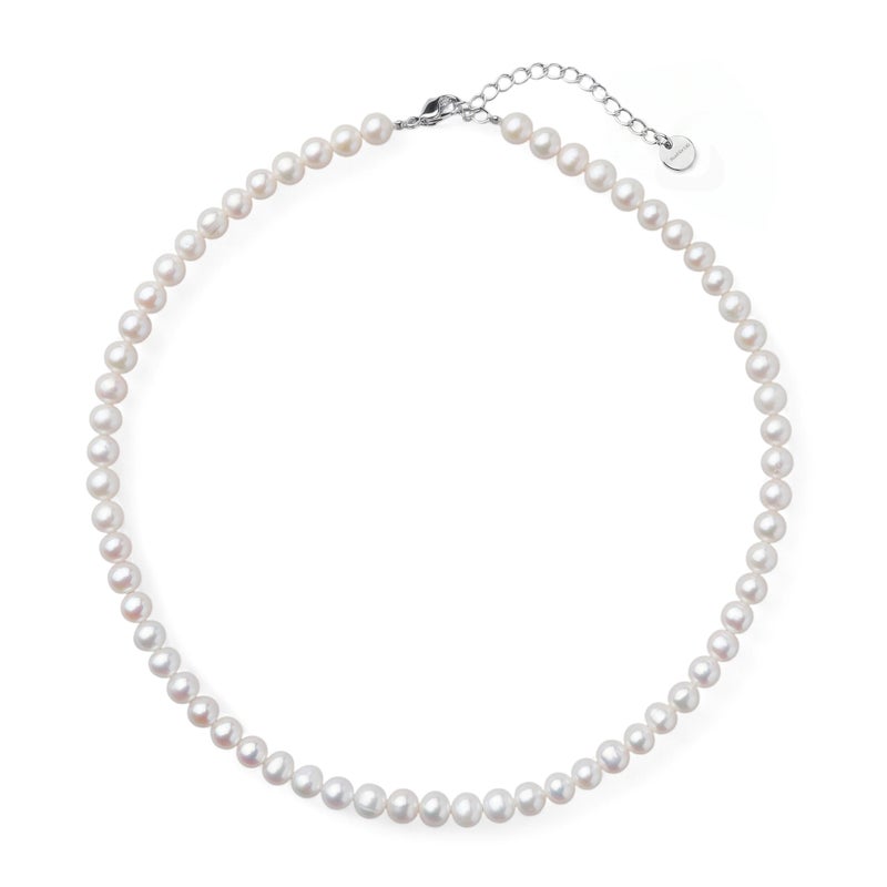 淡水真珠 パールネックレス ホワイト系 6.5-7.0mm BC ポテト バラクラスプ(silver) [n2][人気 ロングセラー] （本真珠 ネックレス）（冠婚葬祭 フォーマル 入学式 卒業式）