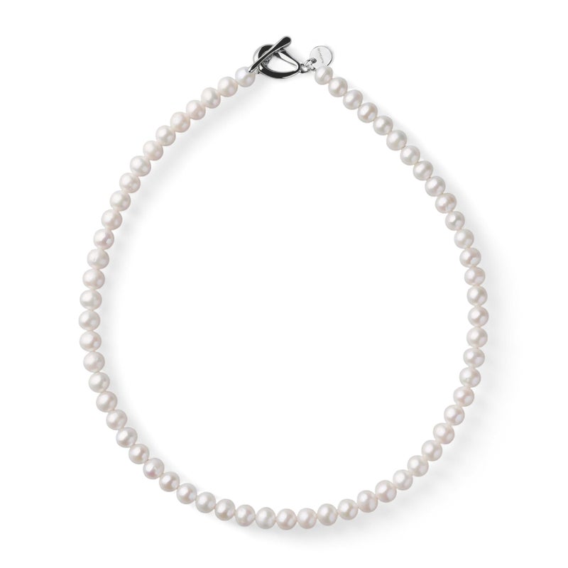 淡水真珠 パールネックレス ホワイト系 6.5-7.0mm BC ポテト バラクラスプ(silver) [n2][人気 ロングセラー] （本真珠 ネックレス）（冠婚葬祭 フォーマル 入学式 卒業式）