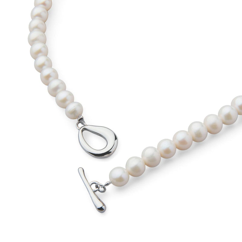 淡水真珠 パールネックレス ホワイト系 6.5-7.0mm BC ポテト バラクラスプ(silver) [n2][人気 ロングセラー] （本真珠 ネックレス）（冠婚葬祭 フォーマル 入学式 卒業式）