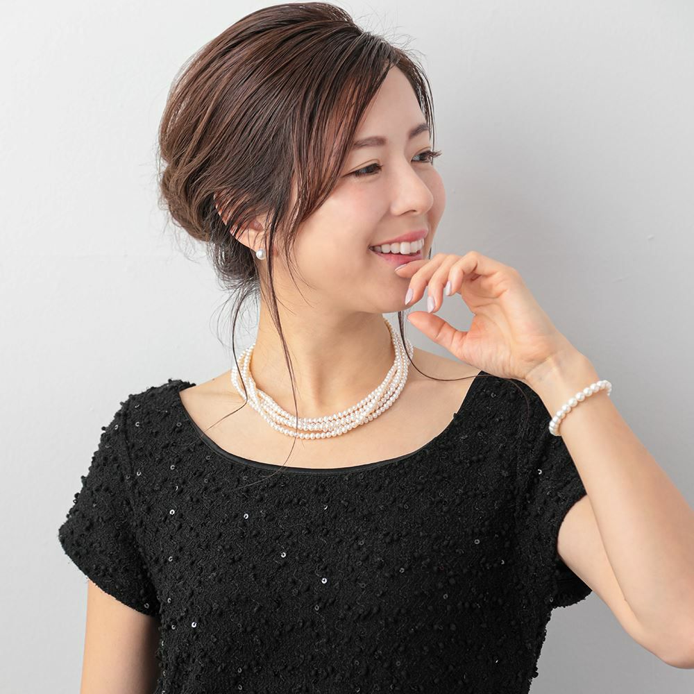 淡水真珠 5連ネックレス4.5-5.0mm 多連 | 淡水真珠ネックレス