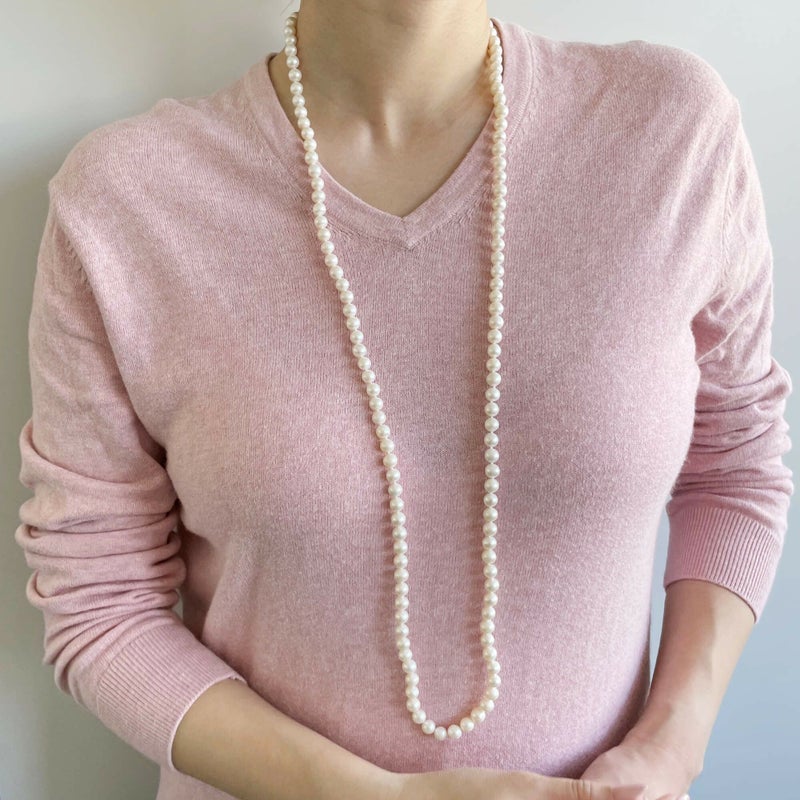 淡水真珠 ロングネックレス7.0-8.0mm　100cm