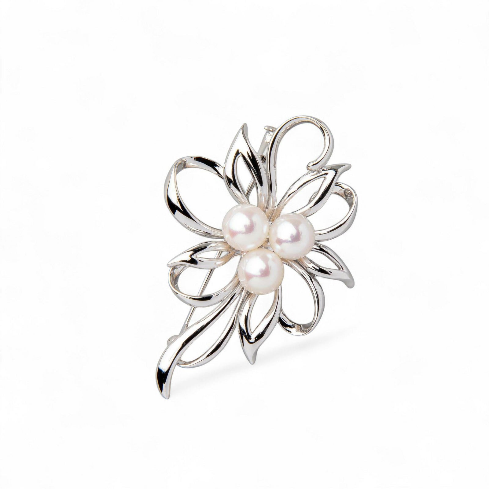 あこや本真珠 パールブローチ ホワイト系 7.5-8.0mm BBB シルバー(silver) [n2]（フォーマル 入学式 卒業式 成人式 スーツ ジャケット）（母の日 プレゼント ギフトに）