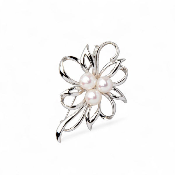あこや本真珠 パールブローチ ホワイト系 7.5-8.0mm BBB シルバー(silver) [n2]（フォーマル 入学式 卒業式 成人式 スーツ ジャケット）（母の日 プレゼント ギフトに）