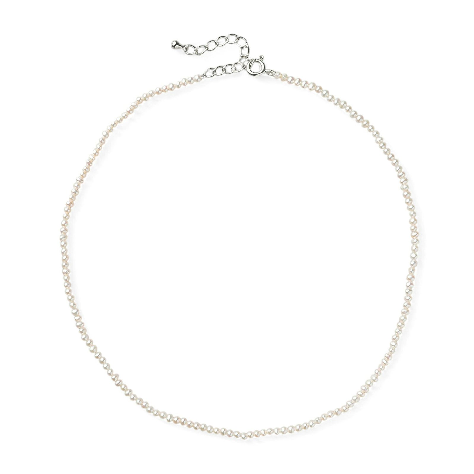 淡水真珠 パ－ルネックレス ホワイト系 2.5-3.0mm A～BB ポテト 引き輪(silver) [n3][人気 ロングセラー]（真珠 ネックレス）（ベビーパール）6月誕生石