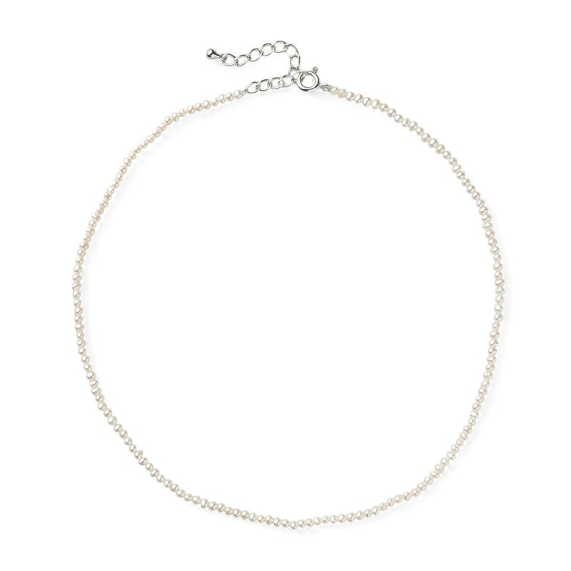 淡水真珠 パ－ルネックレス ホワイト系 2.5-3.0mm A～BB ポテト 引き輪(silver) [n3][人気 ロングセラー]（真珠 ネックレス）（ベビーパール）6月誕生石