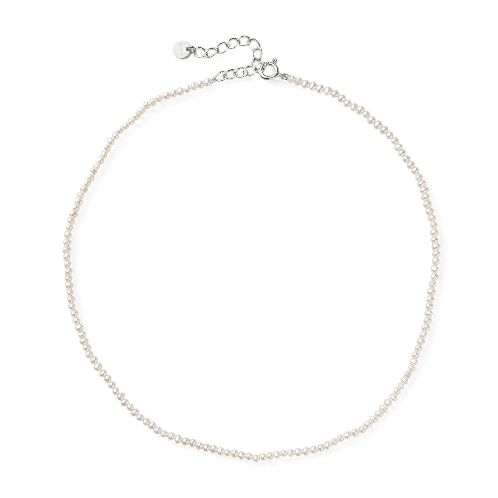 淡水真珠 パ－ルネックレス ホワイト系 2.5-3.0mm A～BB ポテト 引き輪(silver) [n3][人気 ロングセラー]（真珠 ネックレス）（ベビーパール）6月誕生石