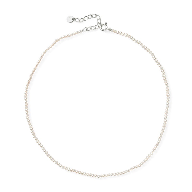 淡水真珠 パ－ルネックレス ホワイト系 2.5-3.0mm A～BB ポテト 引き輪(silver) [n3][人気 ロングセラー]（真珠 ネックレス）（ベビーパール）6月誕生石