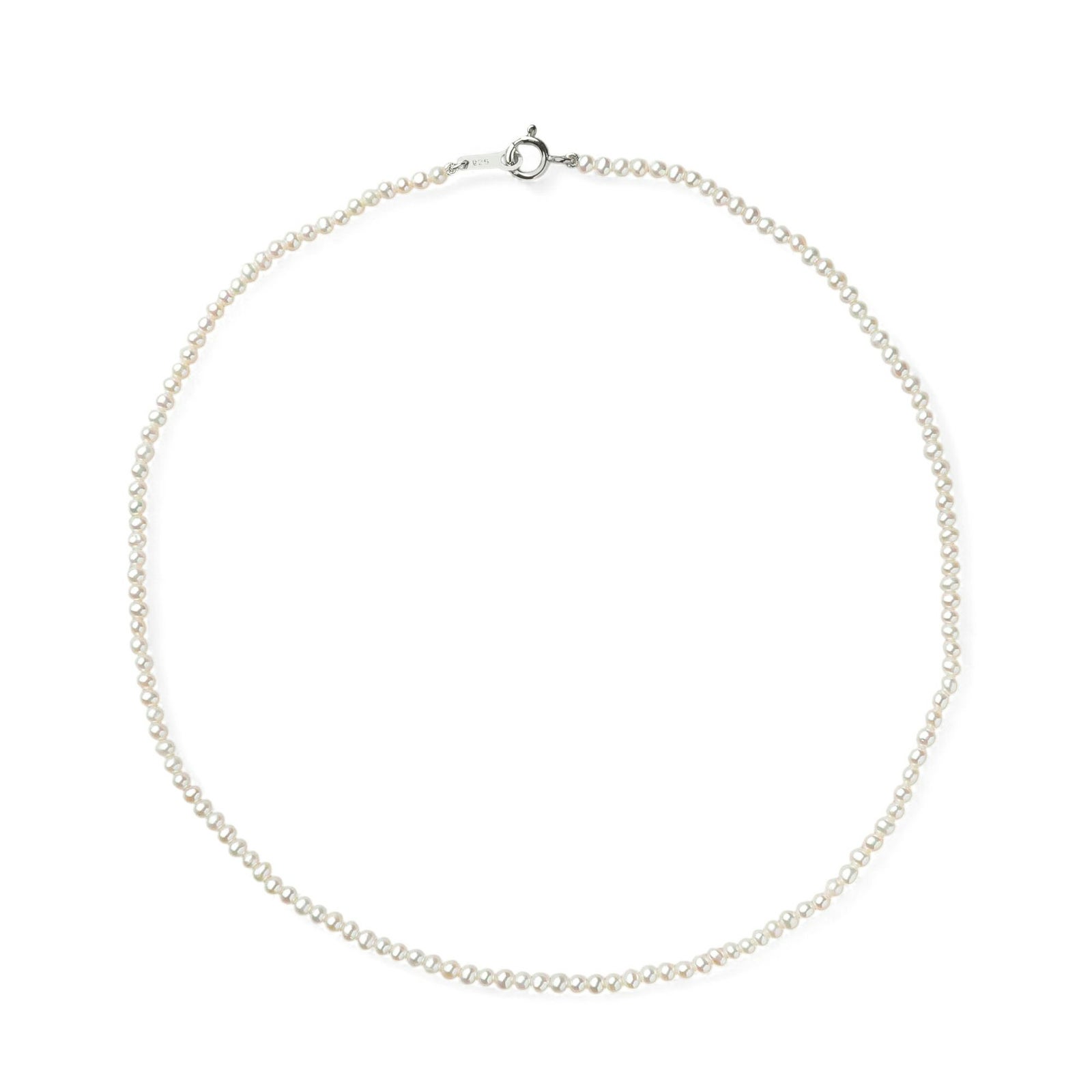 淡水真珠 パ－ルネックレス ホワイト系 2.5-3.0mm A～BB ポテト 引き輪(silver) [n3][人気 ロングセラー]（真珠 ネックレス）（ベビーパール）6月誕生石