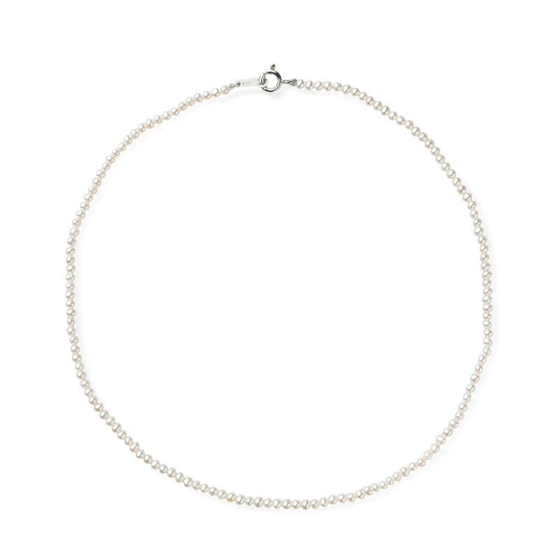 淡水真珠 パ－ルネックレス ホワイト系 2.5-3.0mm A～BB ポテト 引き輪(silver) [n3][人気 ロングセラー]（真珠 ネックレス）（ベビーパール）6月誕生石