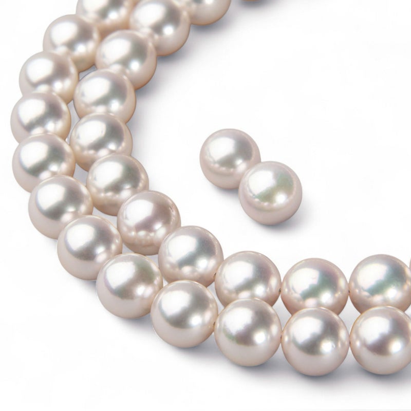 花珠真珠 ネックレス 2点セット 8.5-9.0mm ≪グッドクオリティ花珠≫ AAA 花珠鑑別書付 パールネックレス パールピアス イヤリング [n2][80-4332]（卸直販 還元価格）（真珠ネックレス アコヤ真珠 高品質 本真珠）