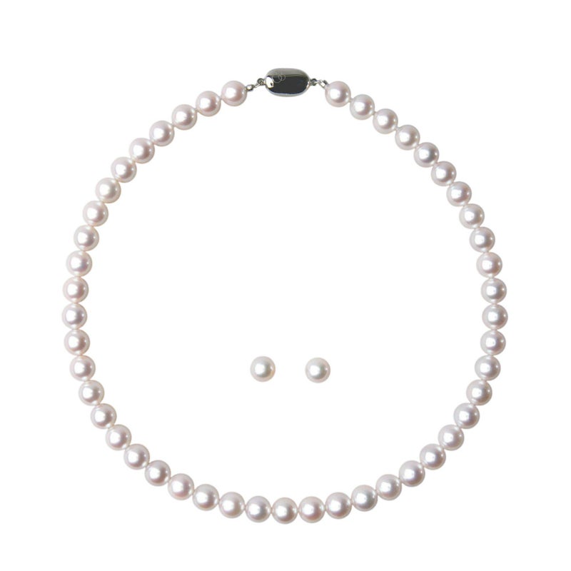 花珠真珠 ネックレス 2点セット 8.5-9.0mm ≪グッドクオリティ花珠≫ AAA 花珠鑑別書付 パールネックレス パールピアス イヤリング [n2][80-4332]（卸直販 還元価格）（真珠ネックレス アコヤ真珠 高品質 本真珠）