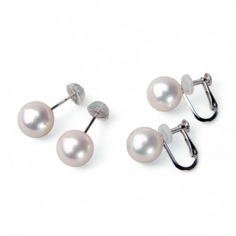 花珠真珠 ネックレス 2点セット 8.5-9.0mm ≪グッドクオリティ花珠≫ AAA 花珠鑑別書付 パールネックレス パールピアス イヤリング [n2][80-4332]（卸直販 還元価格）（真珠ネックレス アコヤ真珠 高品質 本真珠）