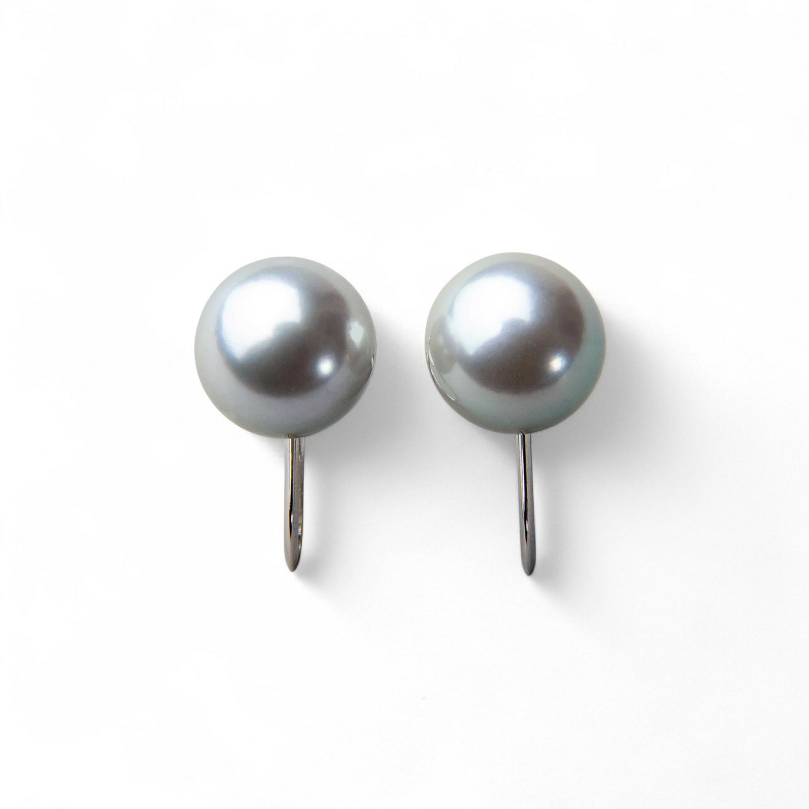あこや黒真珠 パールイヤリング グレー系 8.0-8.5mm BBB K14WG ホワイトゴールド[n3][53-5051]（真珠 スタッド）（冠婚葬祭 フォーマル）