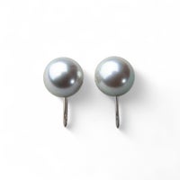 あこや黒真珠 パールイヤリング グレー系 8.0-8.5mm BBB K14WG ホワイトゴールド[n3][53-5051]（真珠 スタッド）（冠婚葬祭 フォーマル）