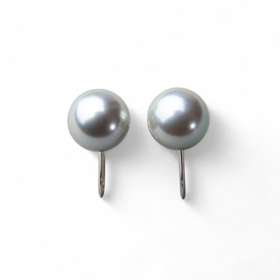 あこや黒真珠 パールイヤリング グレー系 8.0-8.5mm BBB K14WG ホワイトゴールド[n3][53-5051]（真珠 スタッド）（冠婚葬祭 フォーマル）