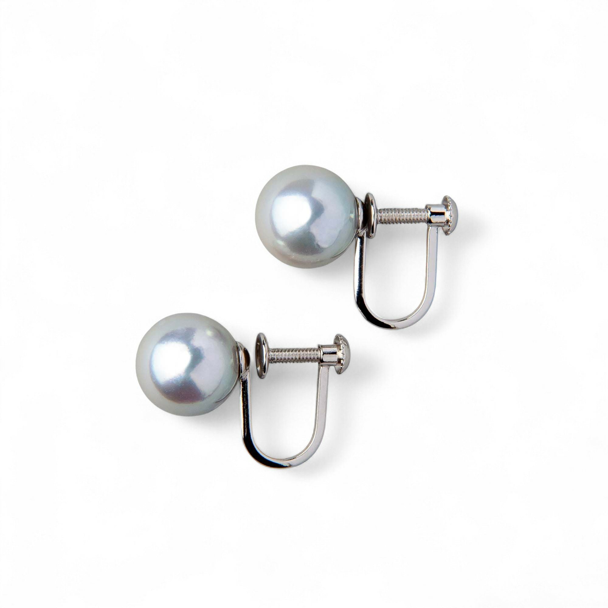 あこや真珠 イヤリング8.0-8.5mm K14WG グレー | あこや真珠ピアス