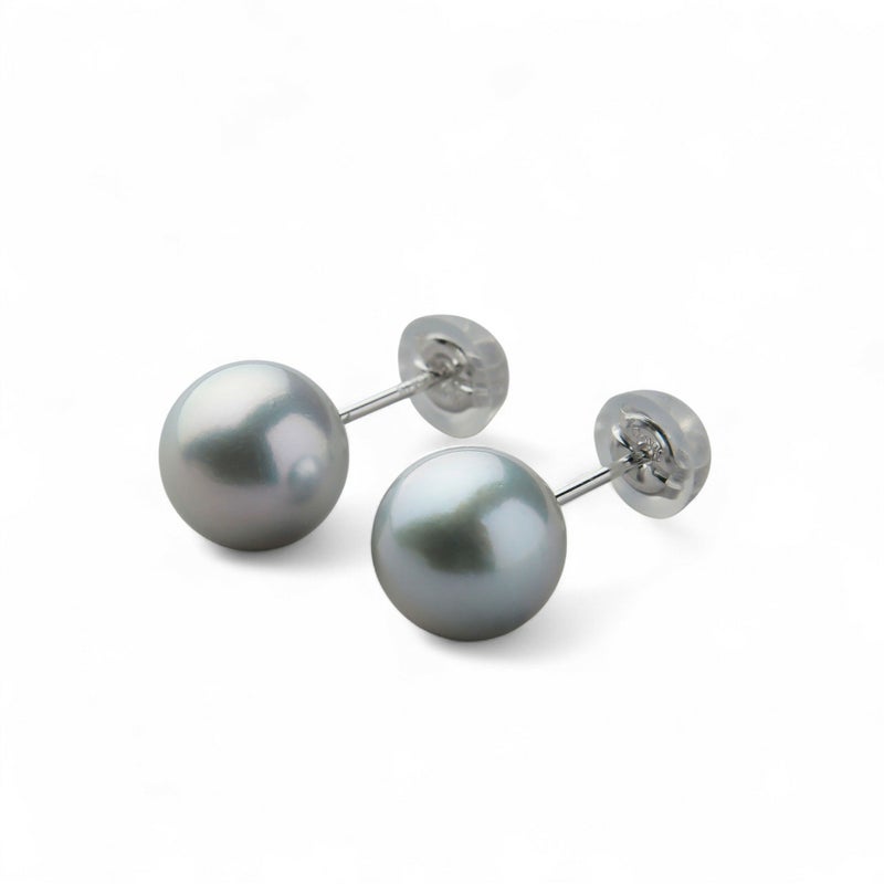 あこや黒真珠 パールピアス グレー系 8.0-8.5mm BBB K14WG ホワイトゴールド[n3][53-5050]（真珠 ピアス スタッド）（冠婚葬祭 フォーマル）