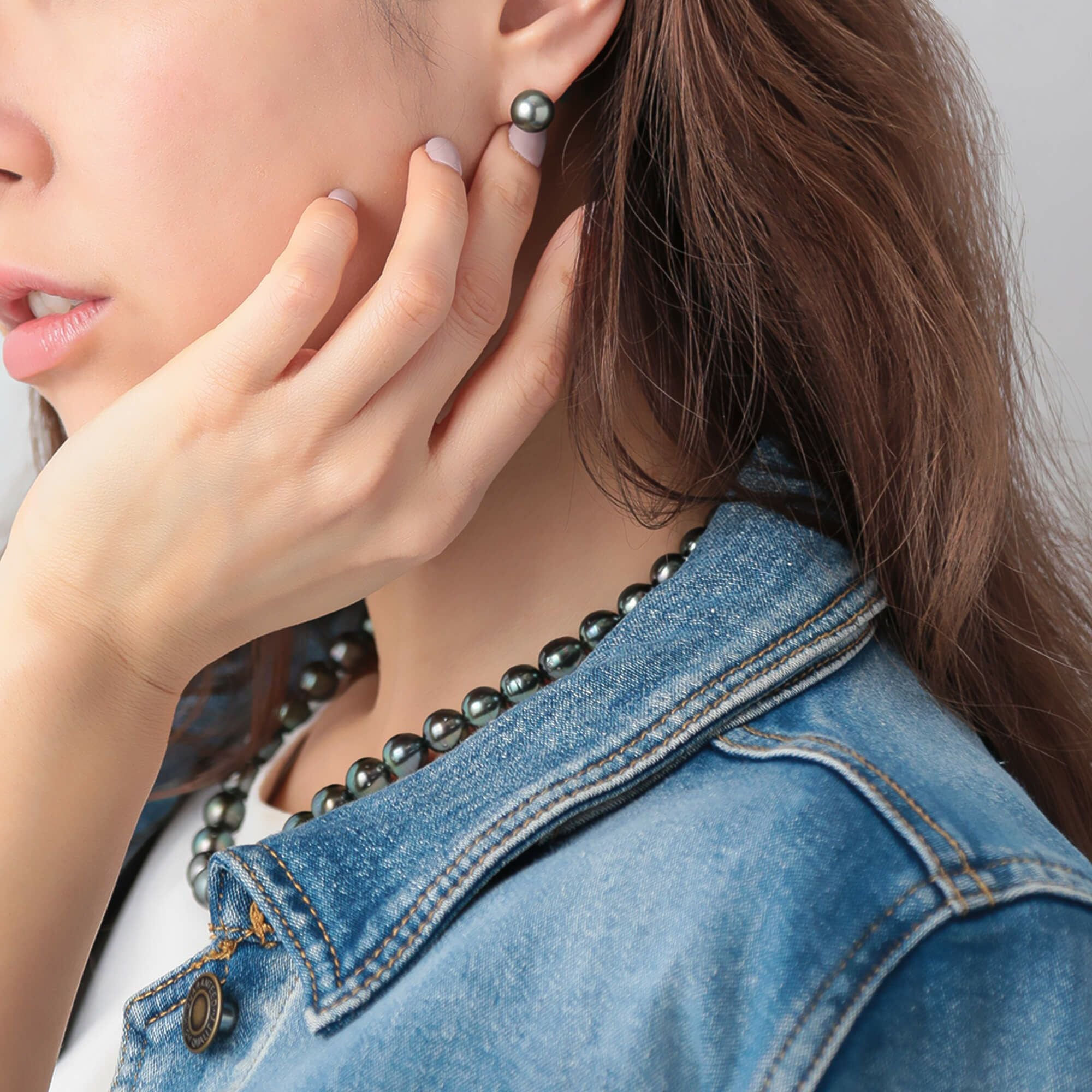 LUXE タヒチ黒蝶真珠 ピアス9mmUP K14WG | 南洋真珠ピアス・イヤリング