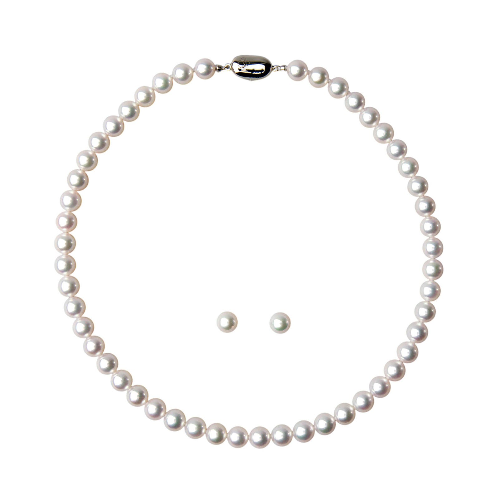 花珠真珠 ネックレス 2点セット 8.0-8.5mm ≪ハイクオリティ花珠≫ 高品質 AAA 花珠鑑別書付  パールネックレス パールピアス イヤリング [n4][80-4334]（真珠ネックレス アコヤ真珠 本真珠）