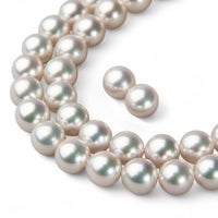 花珠真珠 ネックレス 2点セット 8.5-9.0mm ≪ハイクオリティ花珠≫ 高品質 AAA 花珠鑑別書付 パールネックレス パールピアス イヤリング