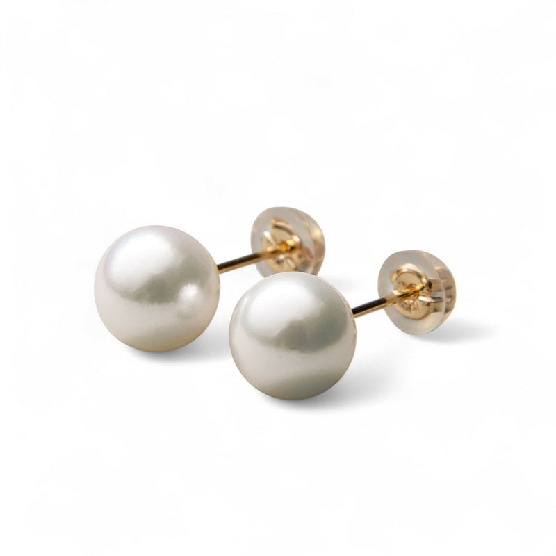 【初めての方におすすめ】あこや本真珠 パールピアス ホワイト系 8.0-8.5mm BBB K18/K14WG 　フォーマル スタッドピアス【本店限定商品】[n3]