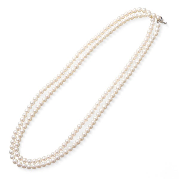 淡水真珠 ロングパールネックレス 120cm ホワイト系 6.5-7.0mm BB ポテト クリッカークラスプ(silver)[n3] [120cm ロング]（真珠 ネックレス）（フォーマル 普段使い おしゃれ）