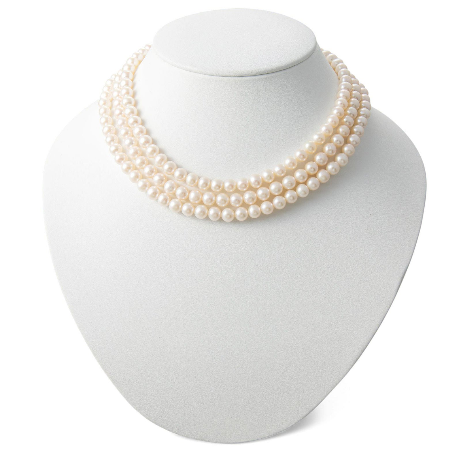 淡水真珠 ロングパールネックレス 120cm ホワイト系 6.5-7.0mm BB ポテト クリッカークラスプ(silver)[n3] [120cm ロング]（真珠 ネックレス）（フォーマル 普段使い おしゃれ）