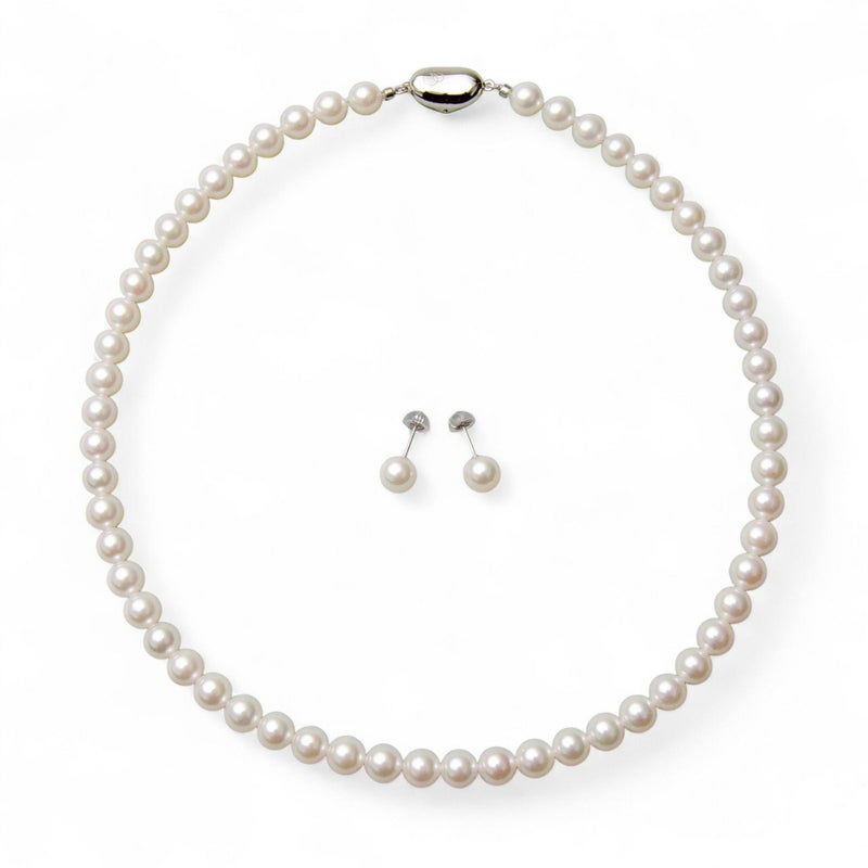 あこや真珠 ネックレス セット(ピアス/イヤリング付き) 7.0-7.5mm　B～CB～CB～C 《冠婚葬祭におすすめ》 本真珠 2点セット [n2][人気 ロングセラー]（パールネックレス 真珠ネックレス）（冠婚葬祭 フォーマル 入学式 卒業式 成人式）