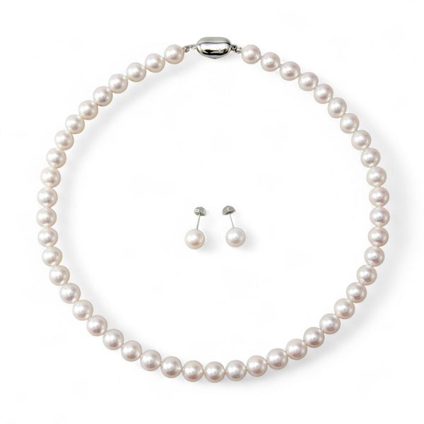 あこや真珠 ネックレス セット(ピアス/イヤリング付き) 8.5-9.0mm B～CB～CB～C 《冠婚葬祭におすすめ》 本真珠 2点セット[n2][人気 ロングセラー]（パールネックレス 真珠ネックレス）（冠婚葬祭 フォーマル 入学式 卒業式 成人式）