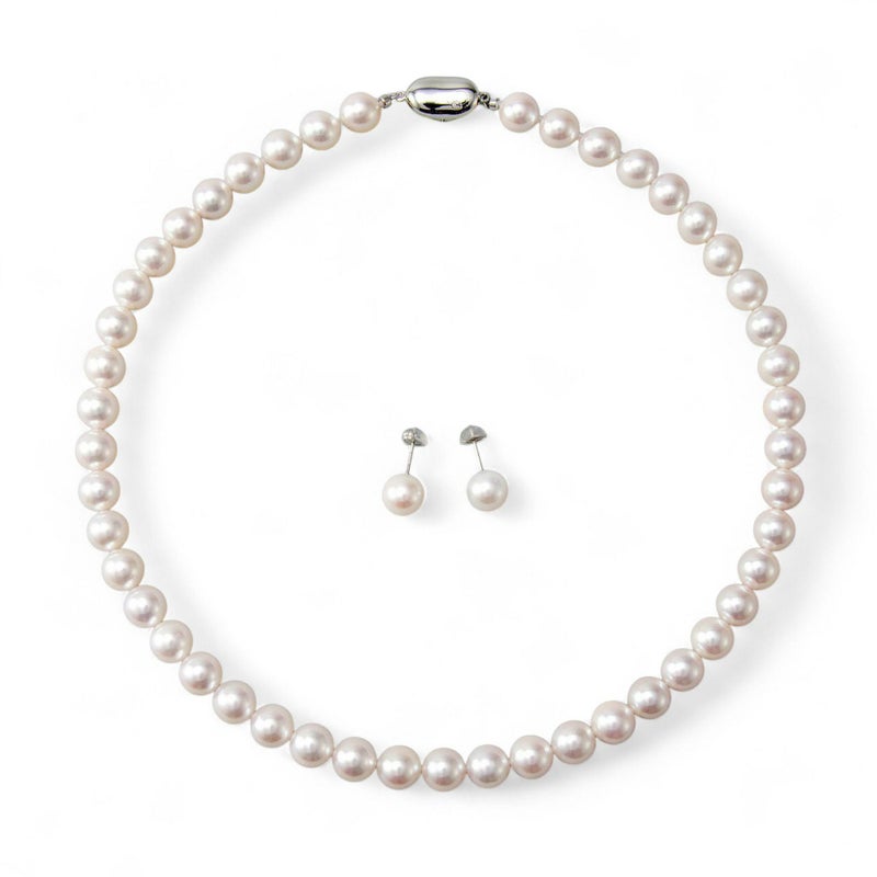 あこや真珠 ネックレス セット(ピアス/イヤリング付き) 8.5-9.0mm B～CB～CB～C 《冠婚葬祭におすすめ》 本真珠 2点セット[n2][人気 ロングセラー]（パールネックレス 真珠ネックレス）（冠婚葬祭 フォーマル 入学式 卒業式 成人式）